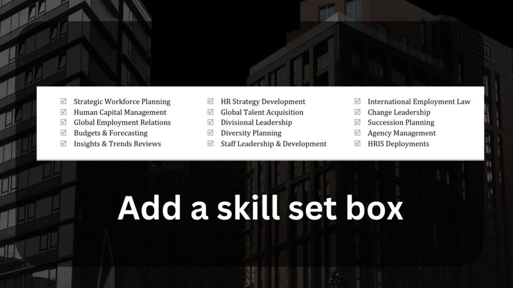 adding a skill box in a resume