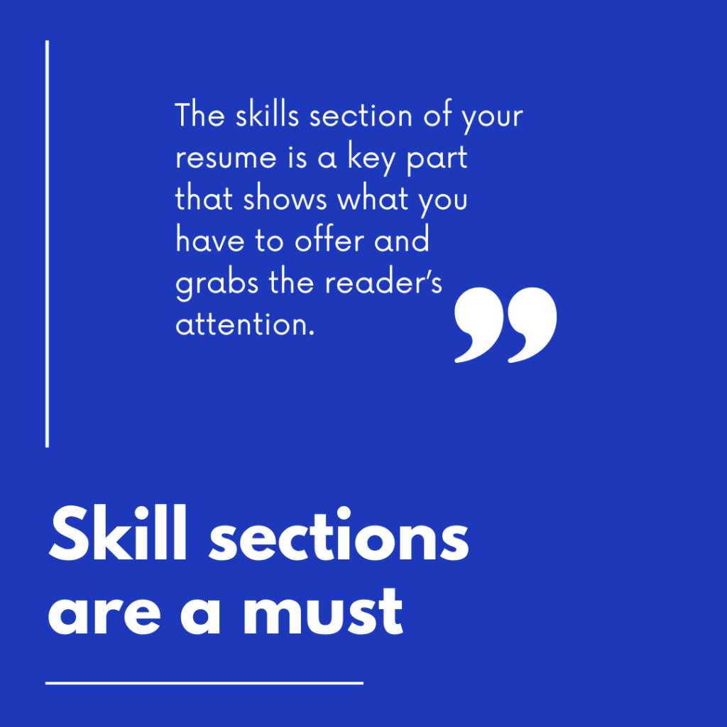 Using a skills section in your CV